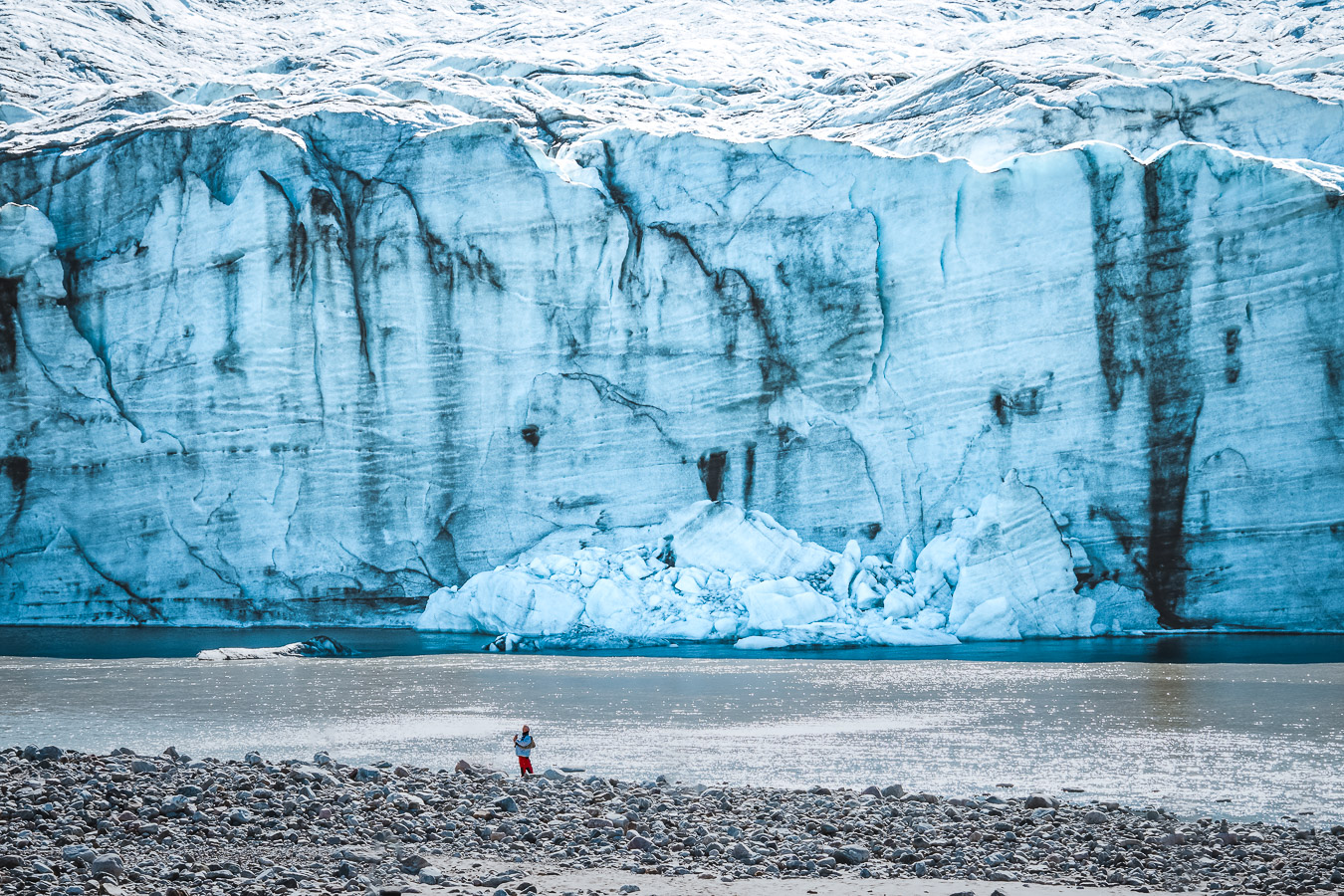 Russell Gletscher, Auslass des grönländischen Eispanzers, der eine maximale Dicke von of 3000 m aufweist. Kangerlussuaq, Westgrönland