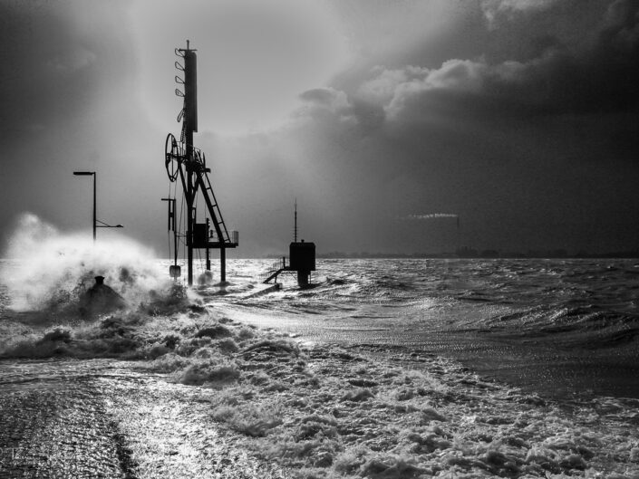 Sturmflut Tilo am Semaphor in Bremerhaven